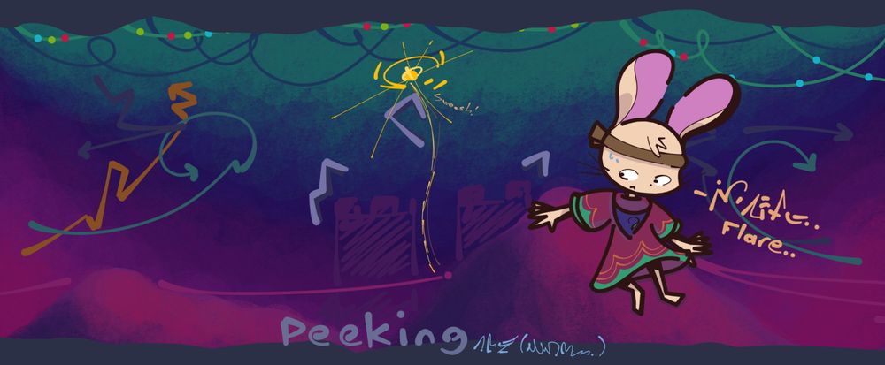 Bunny HIDING from a flare in the background!