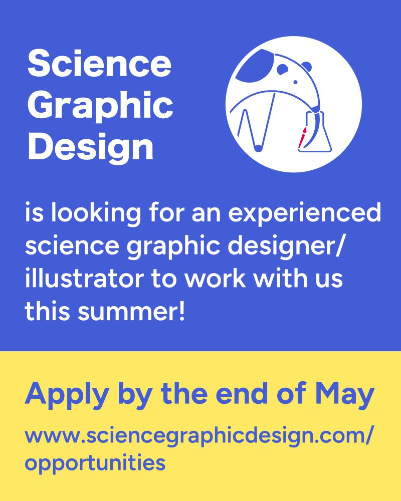 Science graphic design is looking for an experienced graphic designer / illustrator to work with us this summer. Apply by the end of May at www dot science graphic design dot com slash opportunities 