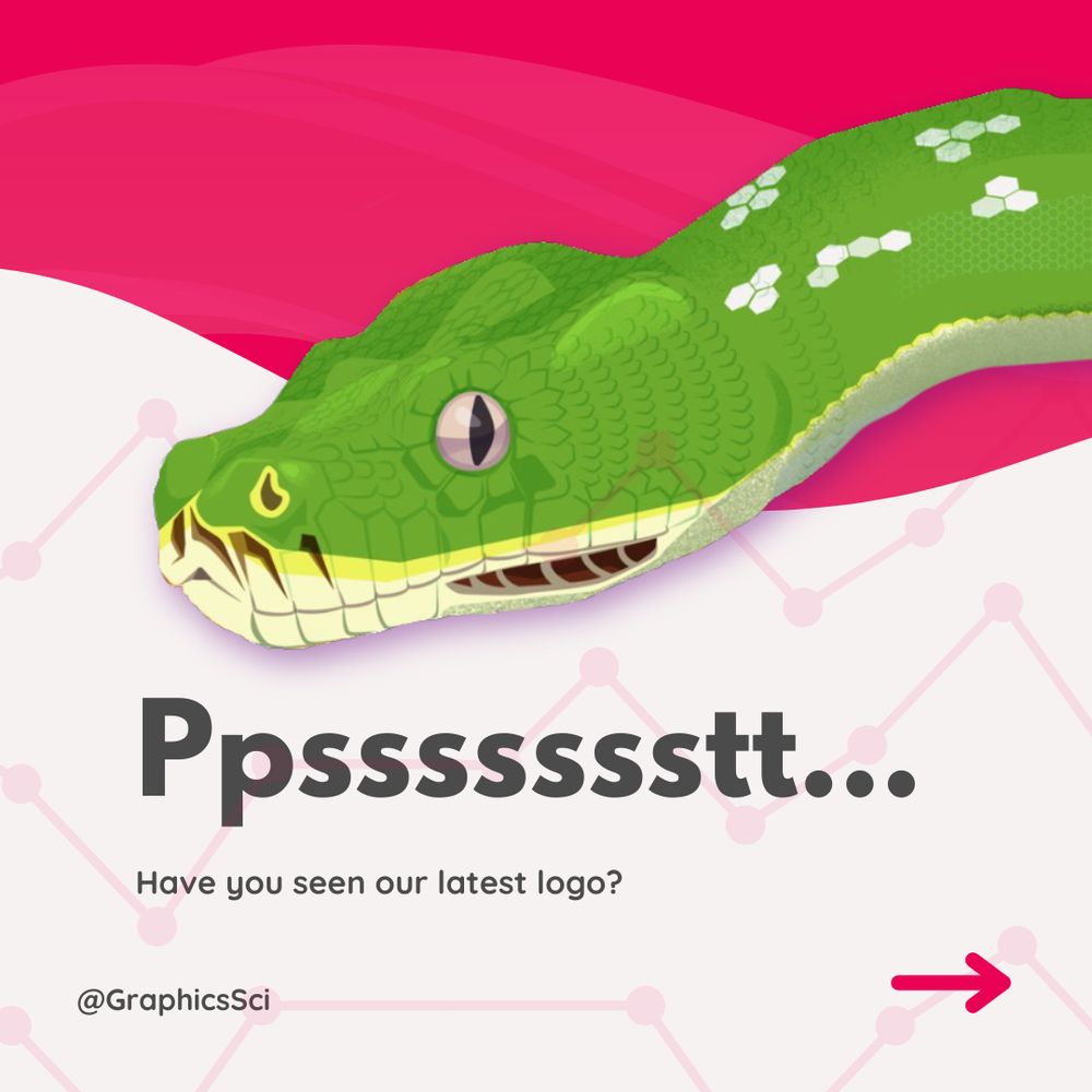 Text reads: ' Pppsssstt... have your seen our latest logo?'. Above it is a green snake illustration.