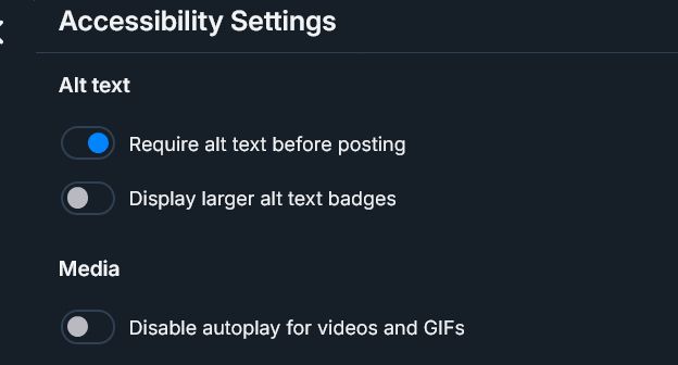 Accessibility settings