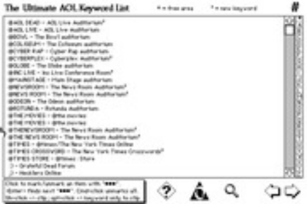 Ult. AOL Keywords stack 6/20/96 : Peter M. Brigham : Free Download, Borrow, and Streaming : Internet Archive