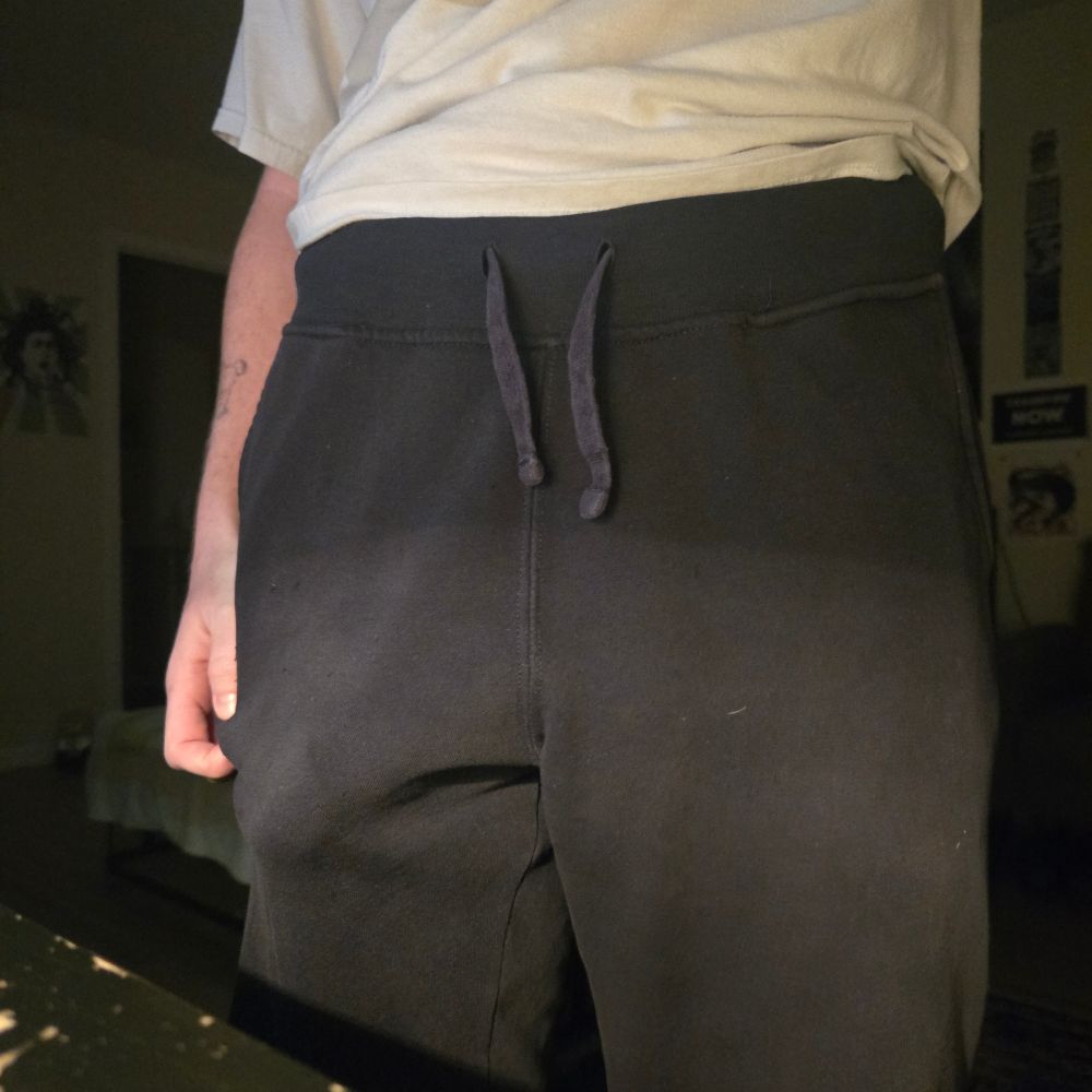 Imprint of a dick in sweatpants