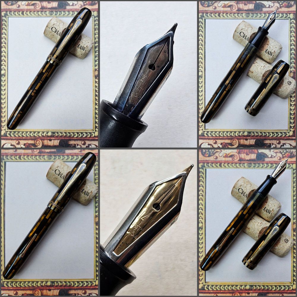 Restoration of Wearever DeLuxe fountain pen. 3 photos of before and 3 photos of after work has been done.