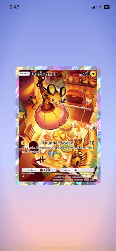 dedenne card from mobile pokémon trading card game 