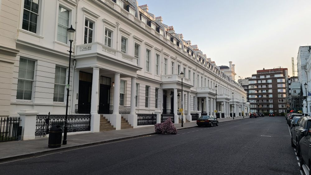 Victorian townhouses, later hotels, now condos. In Bayswater, London.