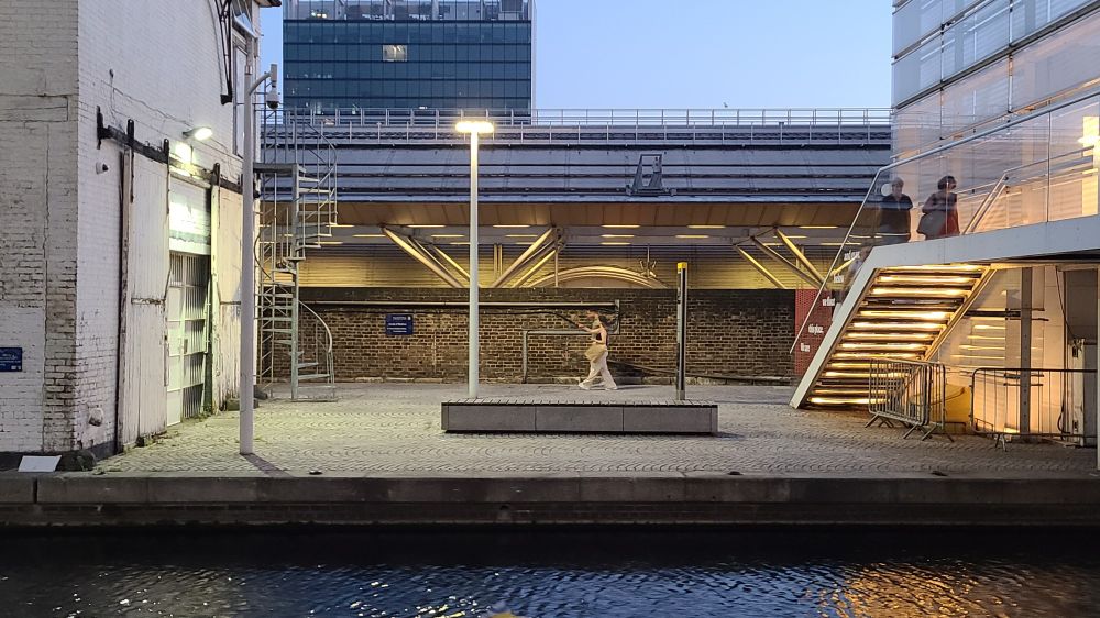 Deserted plaza on Grand Canal, early evening.