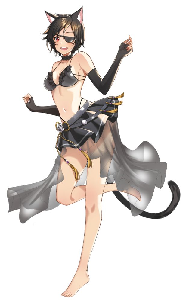 Deko in a black, sexy bikini outfit, gleaming at you hehe.