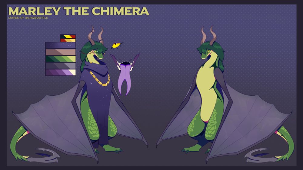 Ref Sheet for my sona, Marley, the Chimera
