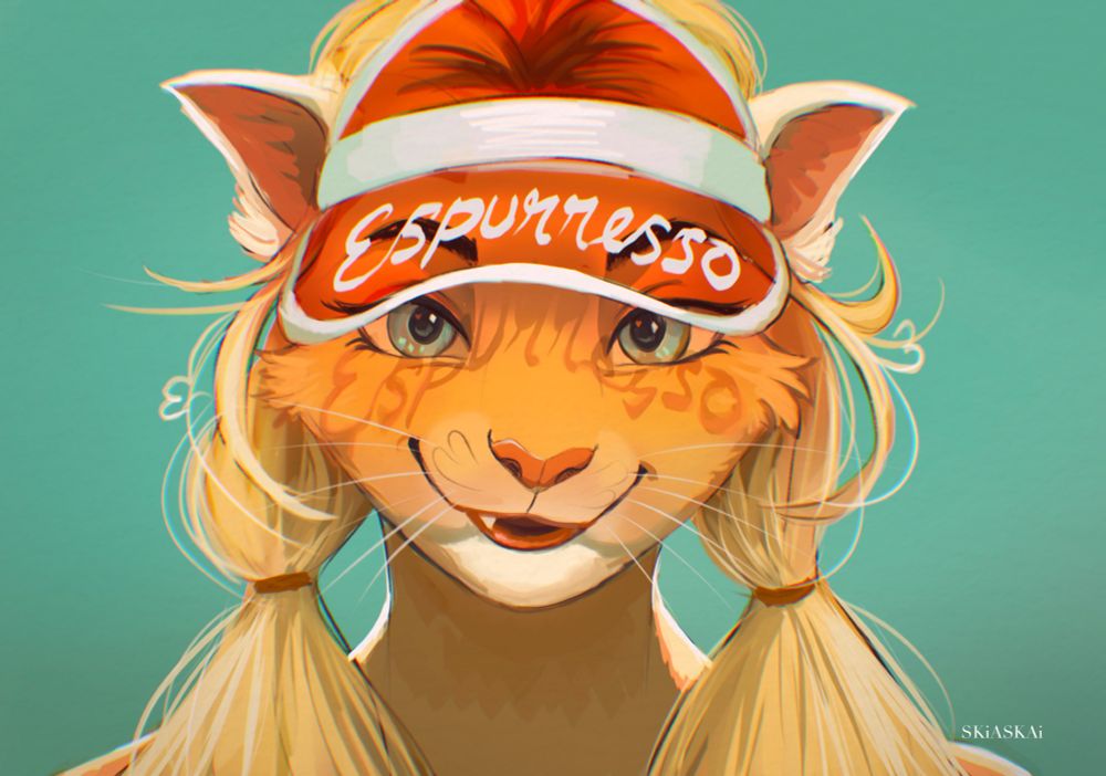 Warm up doodle of Sabrina as a cat again cause I have no chill
She’s wearing the visor from her espresso MV but it says Espurresso 