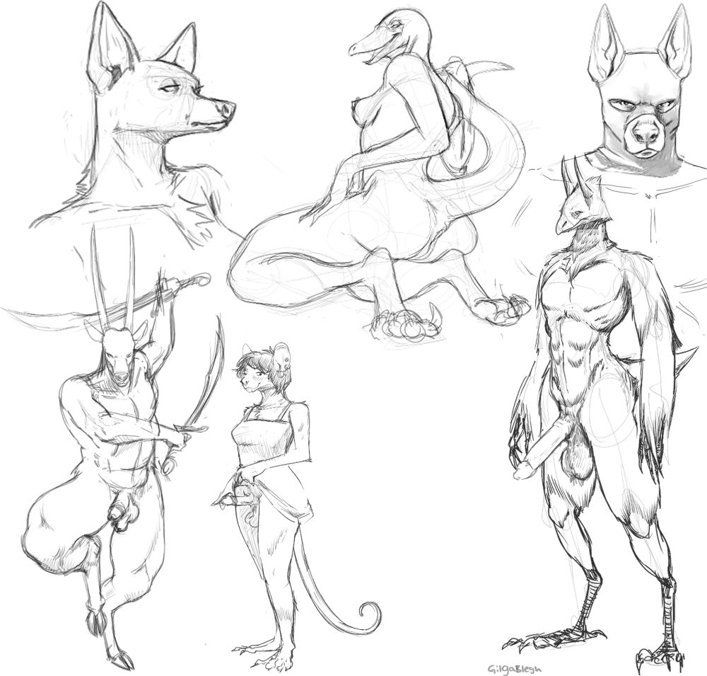 scribbles of figures primarily naked