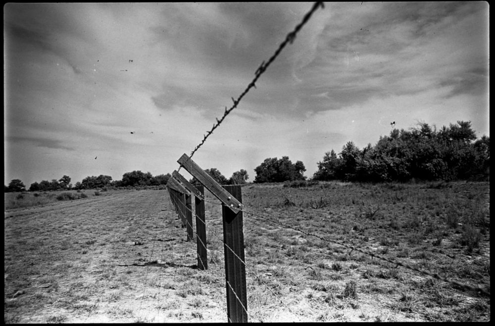 Barbed wire fence at Minidoka Japanese interment camp, Idaho. 
