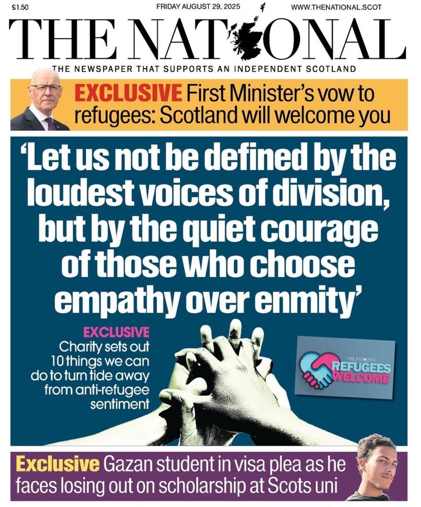The front page of the Scottish newspaper The National, quoting Scotland’s First Minister.