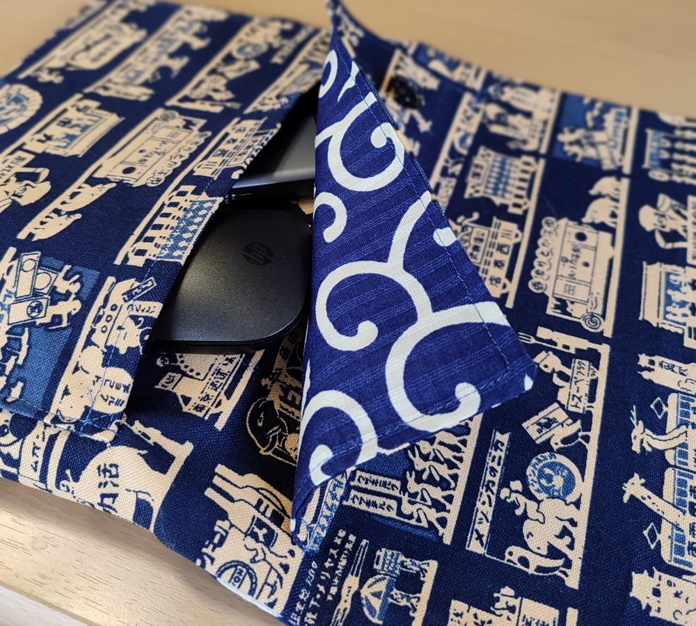 帆布でつくったPC用バッグインバッグ(マウス用ポケット)