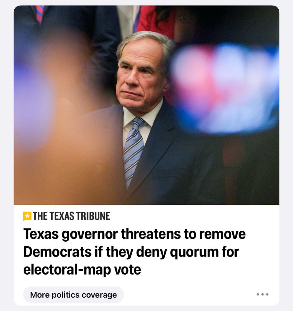 Texas governor threatens to remove Democrats from office  if they deny quorum for electoral-map vote