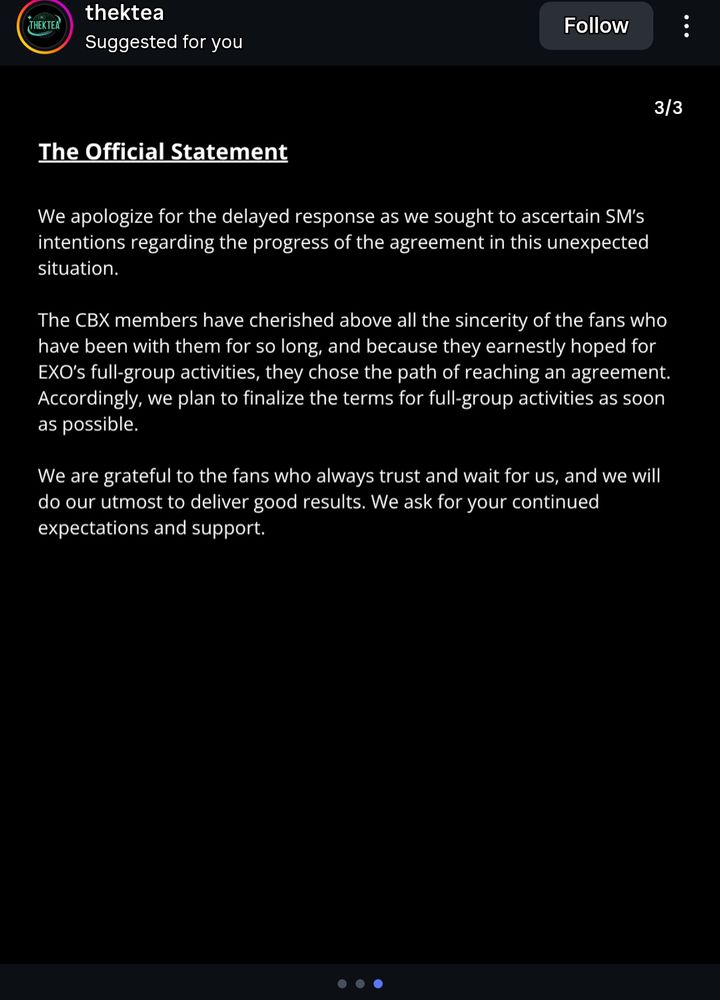 Official statement from inb100 about cbx and exo