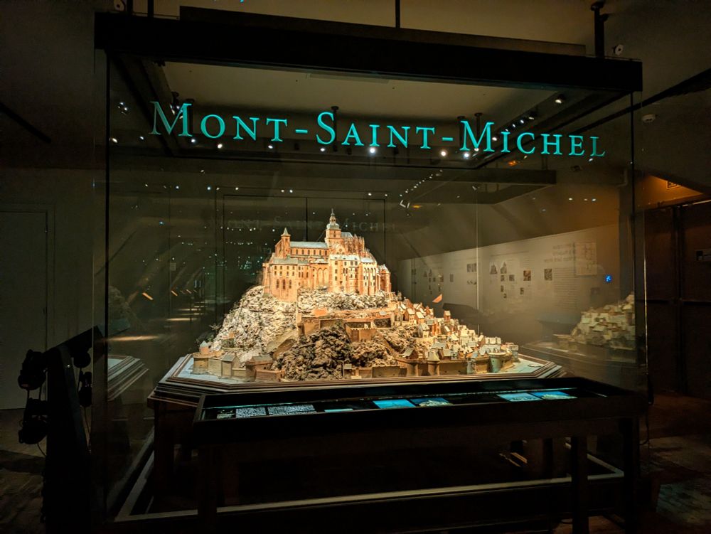 The display case of Mont St Michel as it was a couple of centuries or more ago. It's kind of fun to pull out Google Earth and compare 