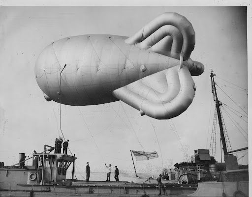A barrage balloon vessel built, or at least adapted, to handle a barrage balloon to interfere with enemy air raids in ww2