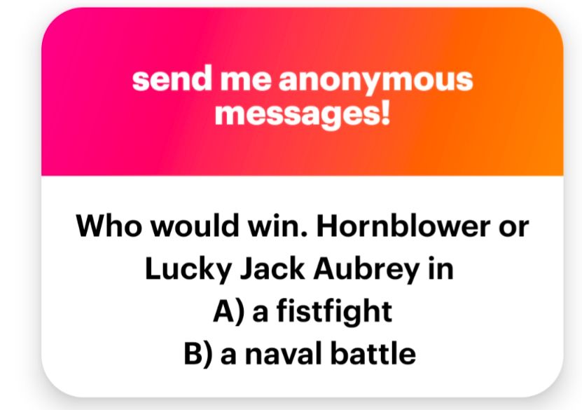 Who would win - Hornblower or lucky Jack Aubrey in a) a fistfight b) a naval battle 