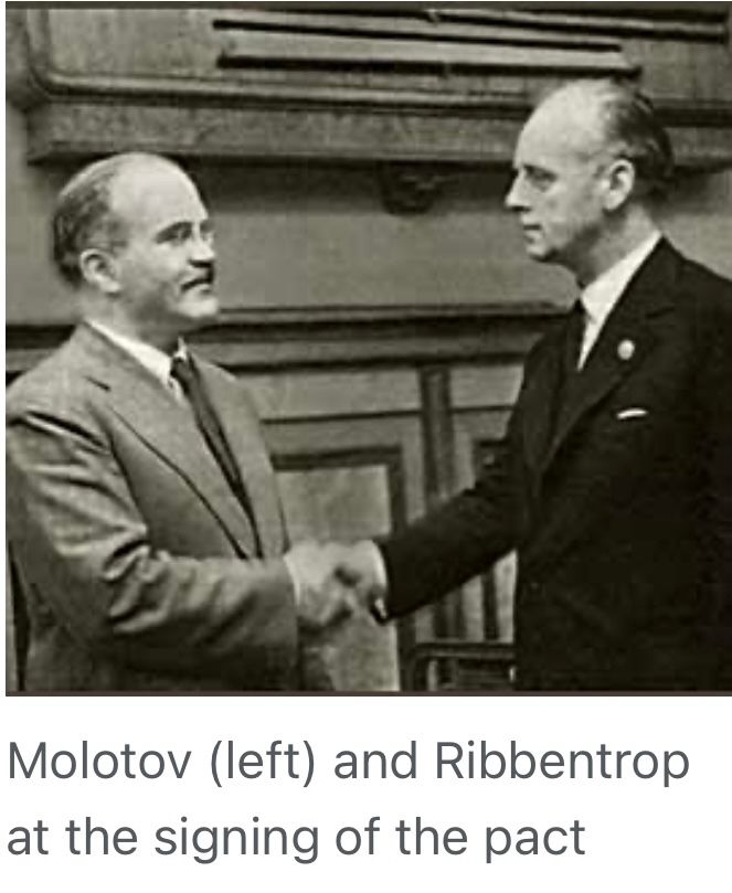 Molotov and Ribbentrop at the signing of the pact.