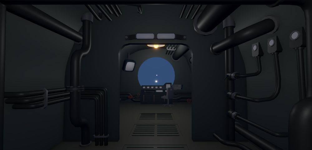 picture of submarine control room with pipes