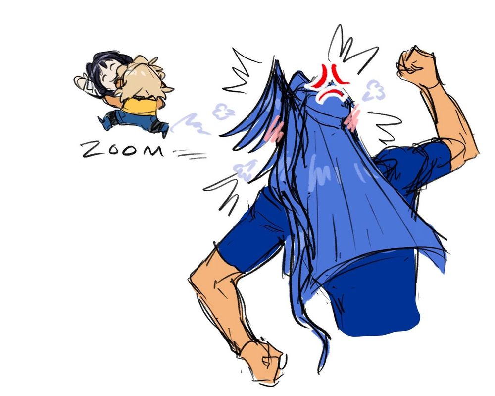 tsubasa yelling at miku, who is being carried away by hibiki while miku smiles and waves goodbye at tsubasa