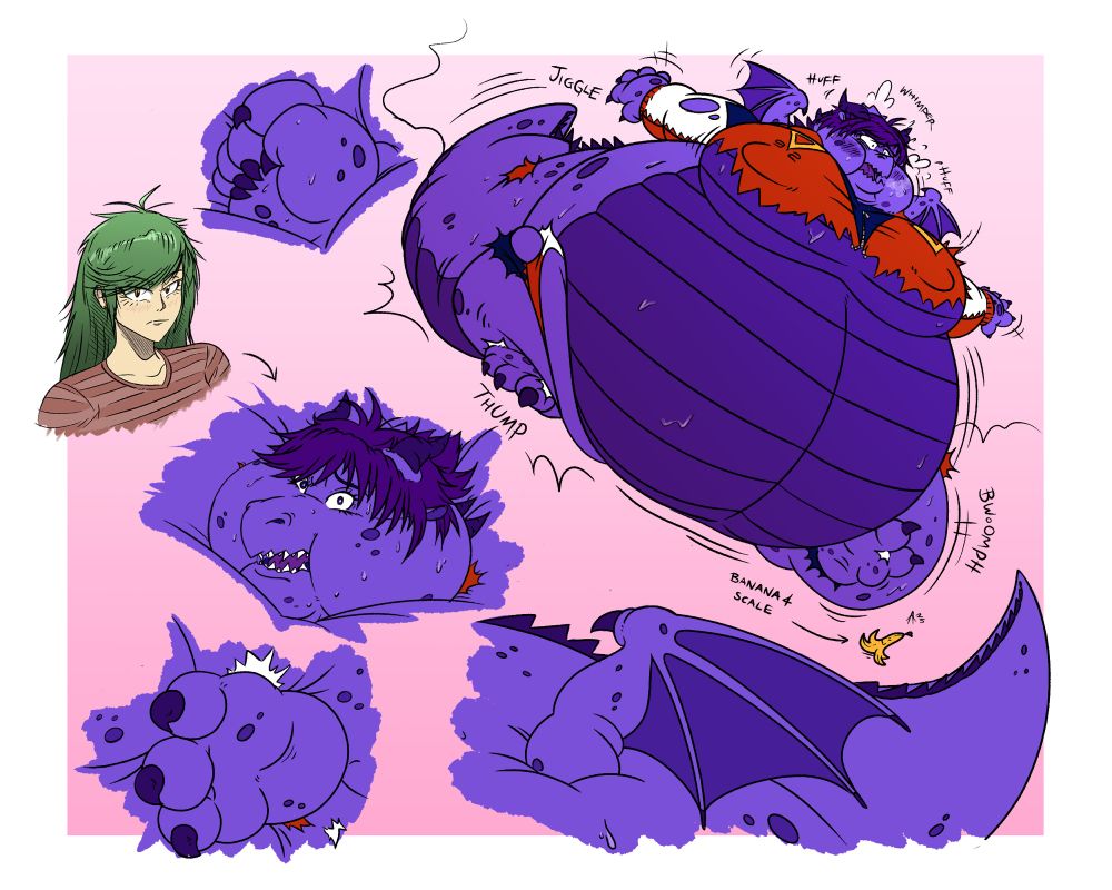 092 but instead of just being transformed into a ripe, rotund blueberry, she also sprouts scales and claws too. A physical metamorphosis and manifestation of the grouchy abrasive personality harbored within.

Tried to let loose and draw in a more cartoony style. Not thinking too hard about logic or realistic proportions.

Anyways, regardless of whether it was a success, I got the energy out of my system for the time being.

#transformation #TF #inflation #expansion #blueberry #permaberry #peardragon #dragon