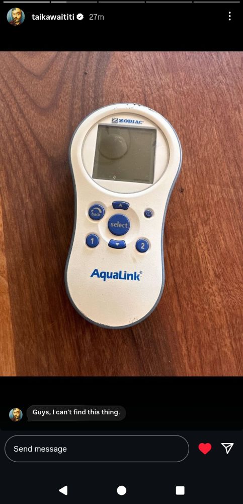 Taika showing an aqualink remote off his insta 