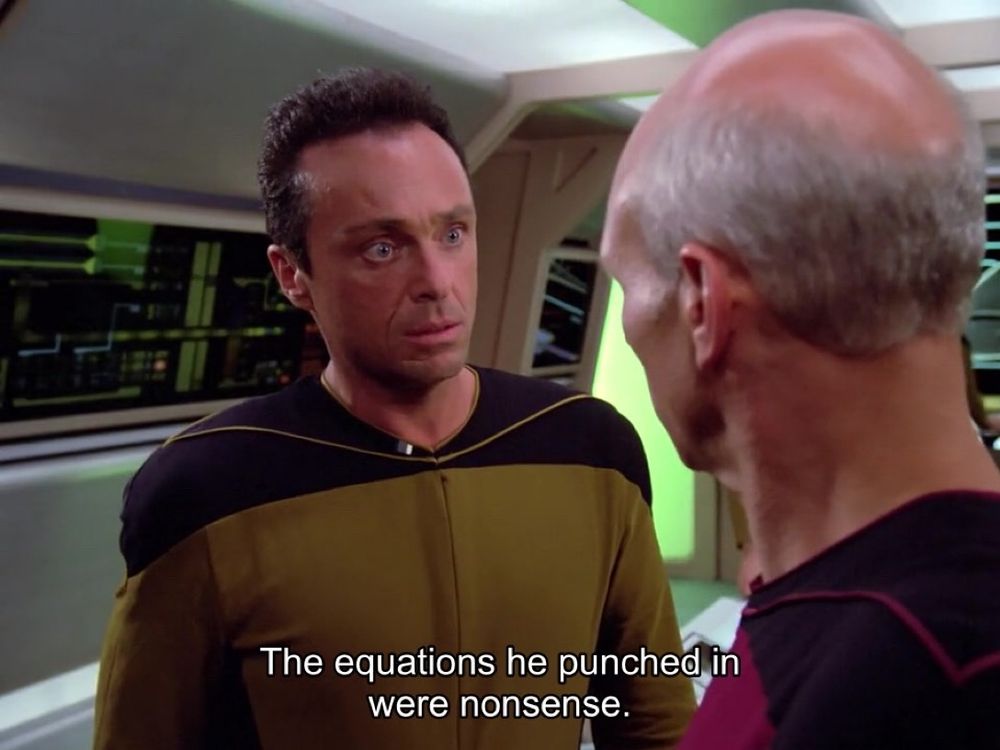 Star Trek crew says “the equations he punched in were nonsense”