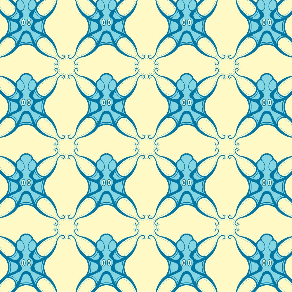 An illustrated tessellating pattern of octopuses by SS Julian