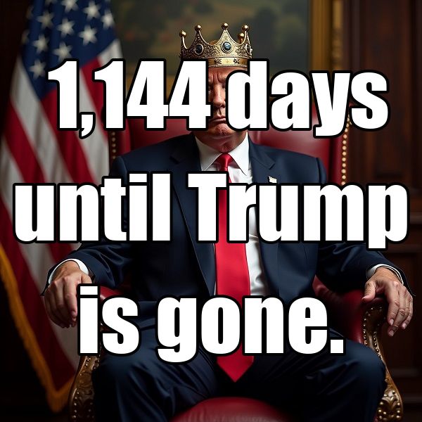  1,144 days until Trump is gone.