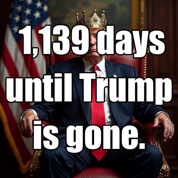  1,139 days until Trump is gone.