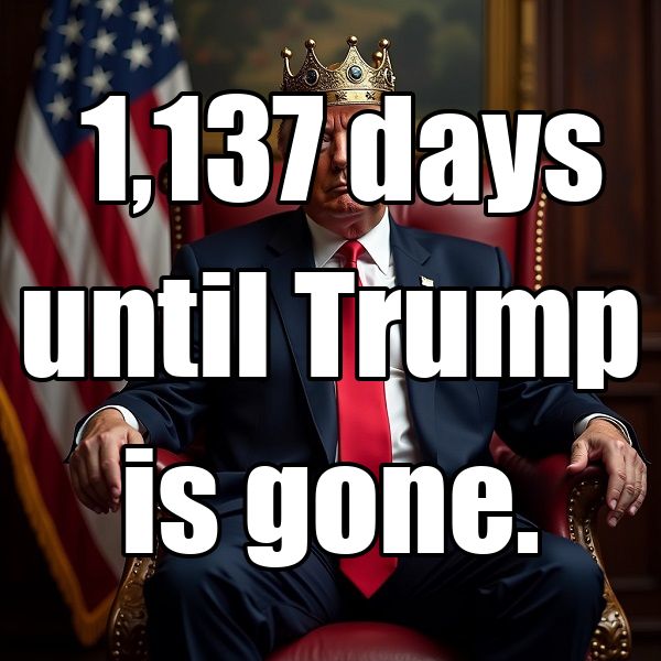  1,137 days until Trump is gone.