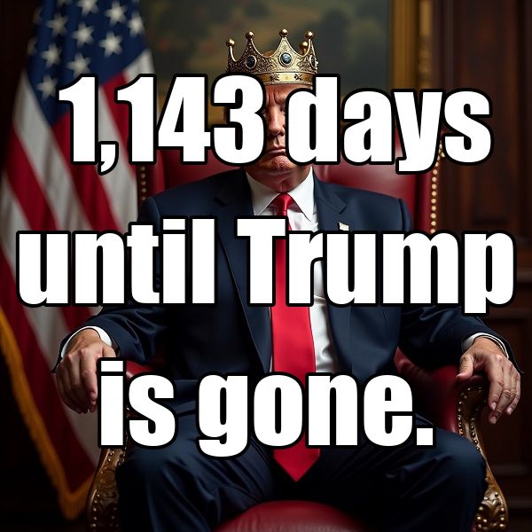  1,143 days until Trump is gone.