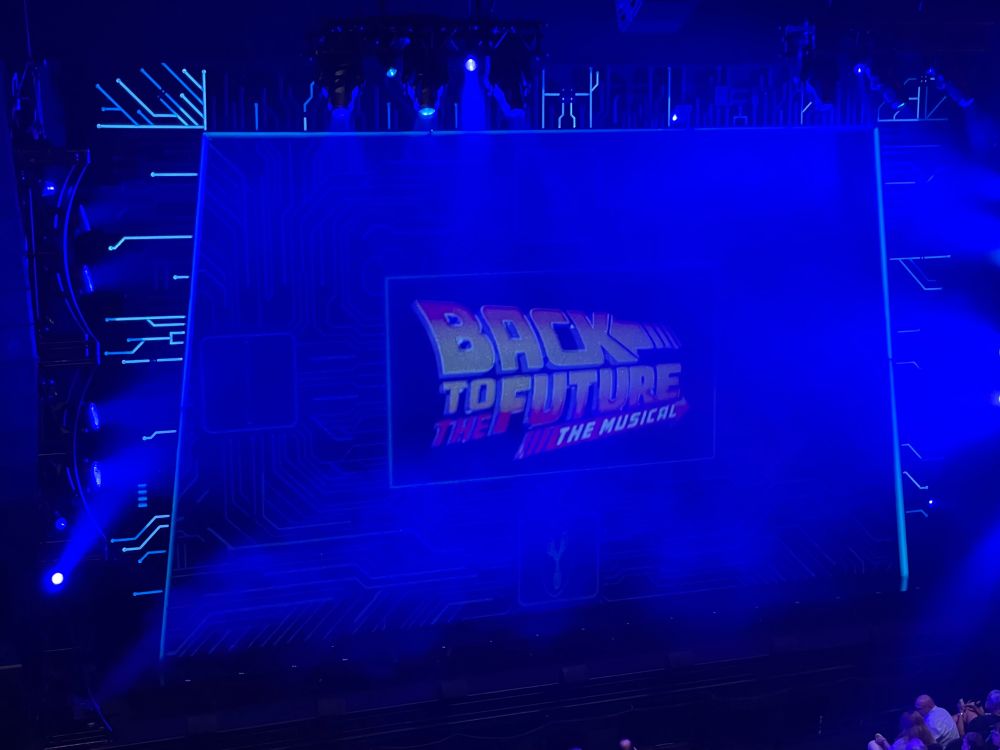 Screen backdrop for Back to the Future: The Musical.