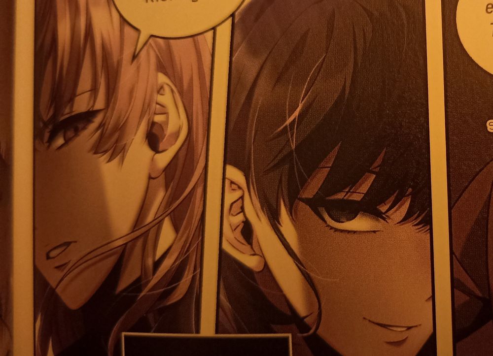 Yoo sangah and han sooyoung looking... unfriendly. They're on panels next to each other
