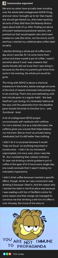 Screenshot d'un post Reddit d'une personne découvrant le lien entre ADHD et café.