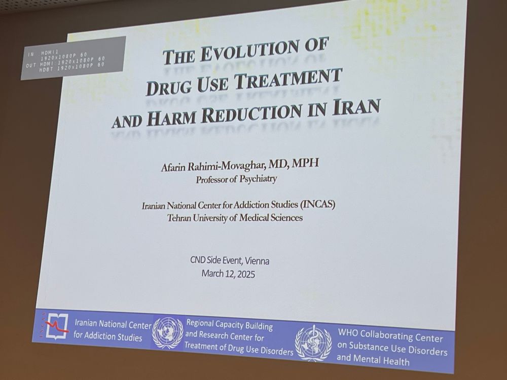 Picture of title slide of presentation about harm reduction in Iran 