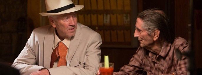 David Lynch and Harry Dean Stanton having a drink in the film 'Lucky' - and hopefully now somewhere nice together