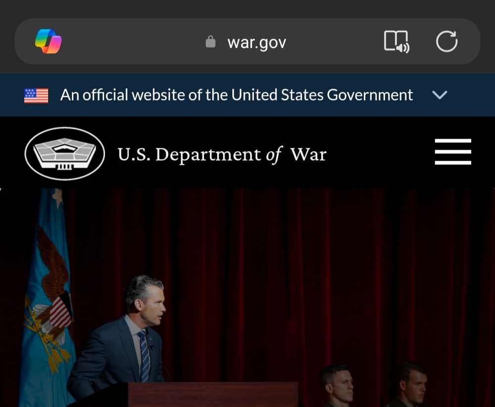 War.gov home page 