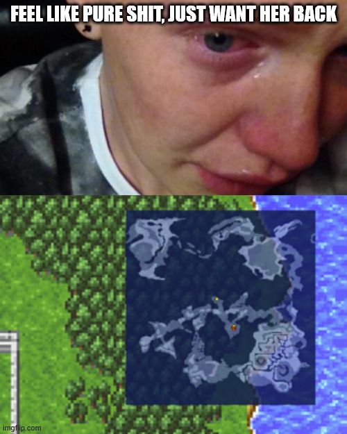 feel like pure shit, just want her back
and it's a picture of the mini map from Final Fantasy Pixel Remaster