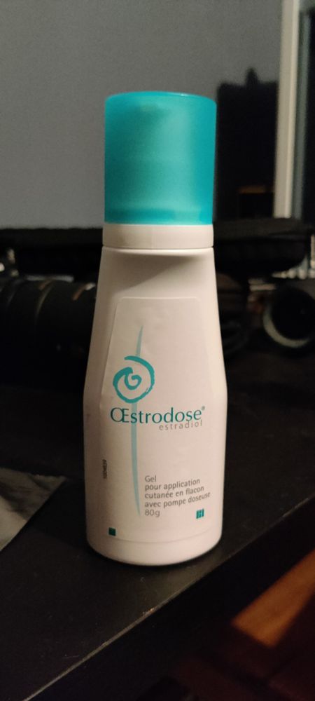 Bottle of estrogen gel