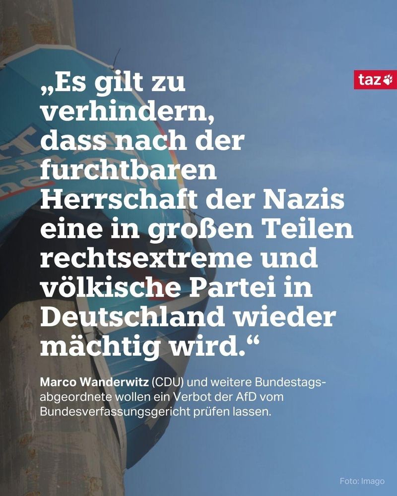 „Es gilt zu verhindern, dass nach der furchtbaren Herrschaft der Nazis eine in großen Teilen rechtsextreme und völkische Partei in Deutschland wieder mächtig wird“, sagt Marco Wanderwitz (CDU). Er und weitere Bundestags-abgeordnete wollen ein Verbot der AfD vom Bundesverfassungsgericht prüfen lassen.