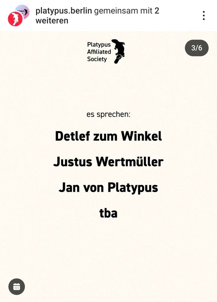 Es sprechen
Justus wertmüller
Jan von Platypus
Tba