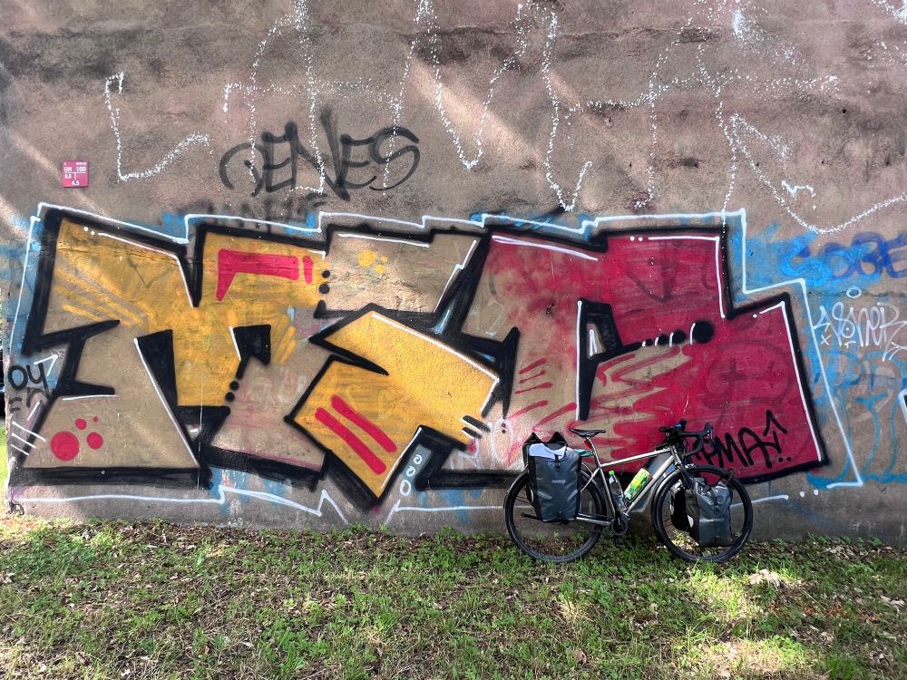 Graffiti Tag and touring bicycle 