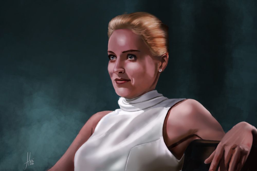 Drawing of Sharon Stone in basic instinct 
