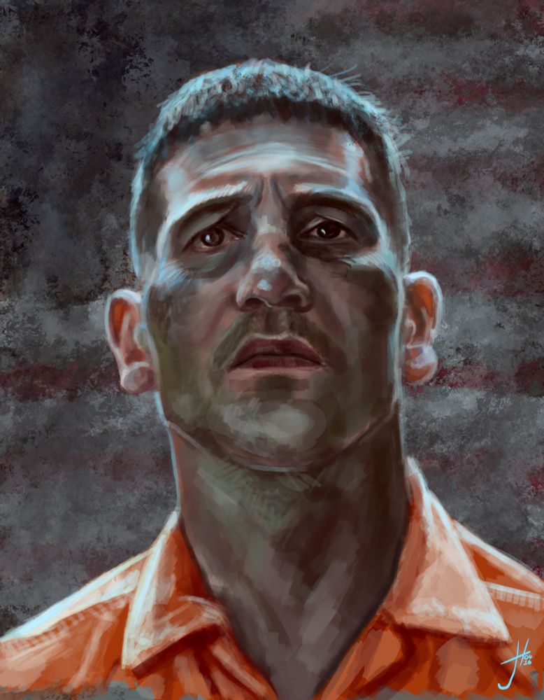 a drawing of Jon Bernthal as Frank Castle 