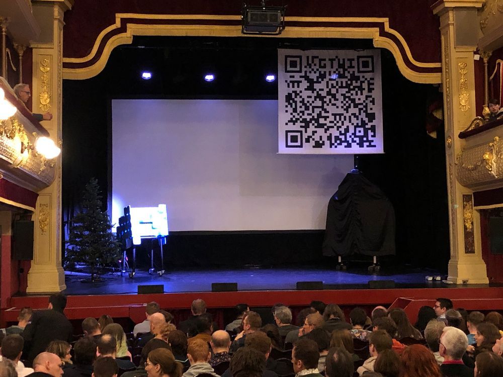 Stage with QR code and some props