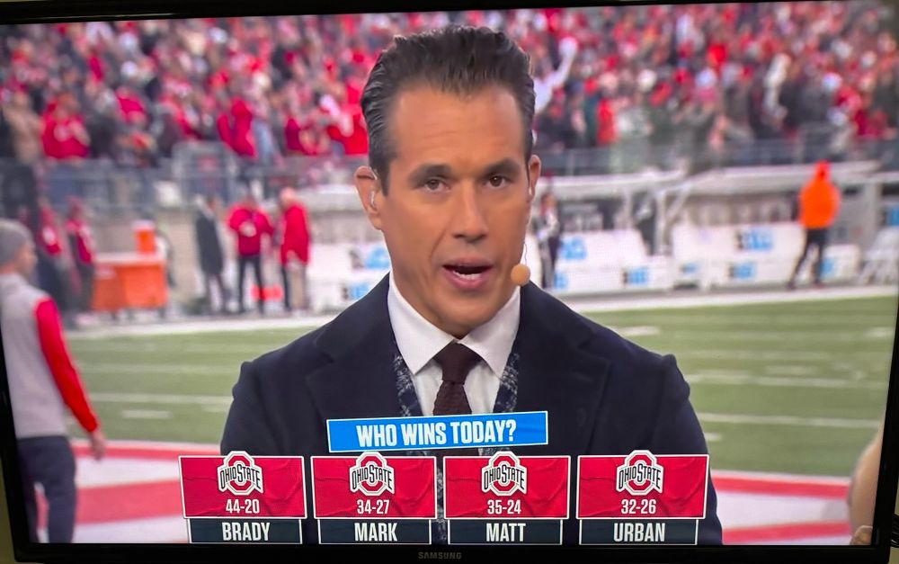 Screen grab of Fox Sports analysts all picking Ohio State to beat Indiana