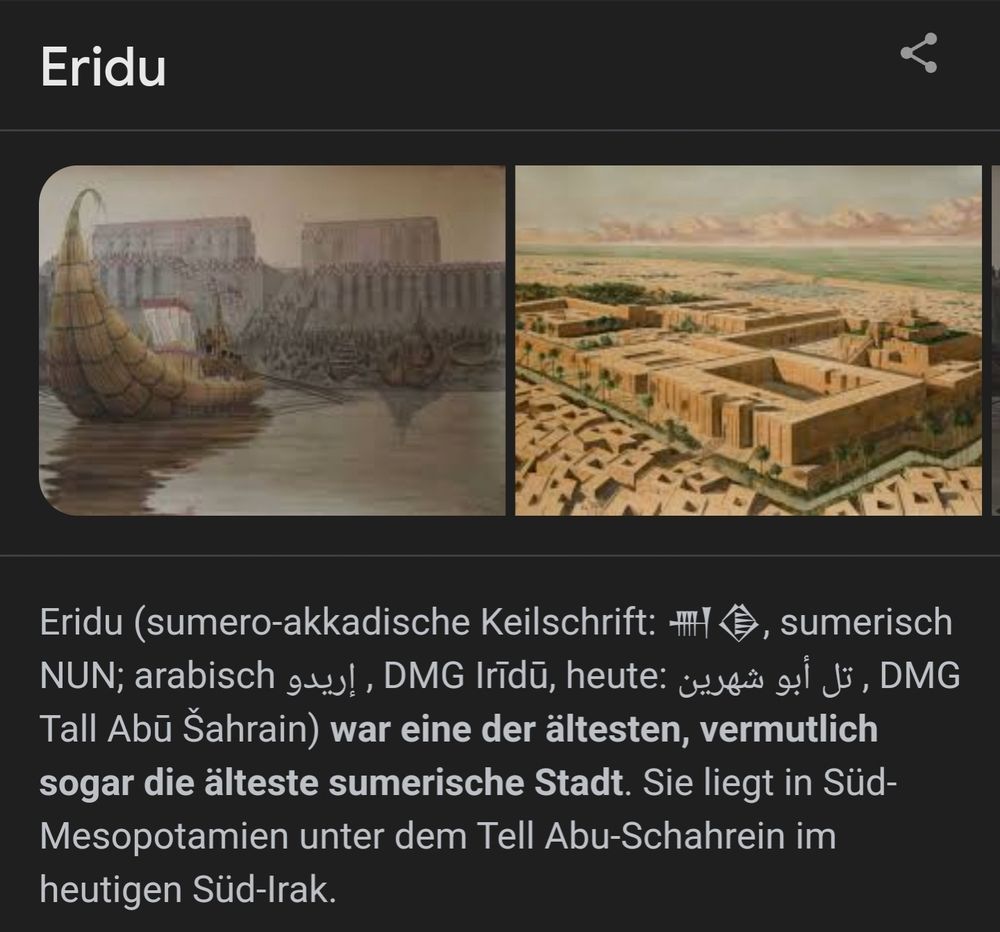 Rekonstruktion Beschreibung von Eridu, der wahrscheinlich ältesten Stadt der Sumerer.
