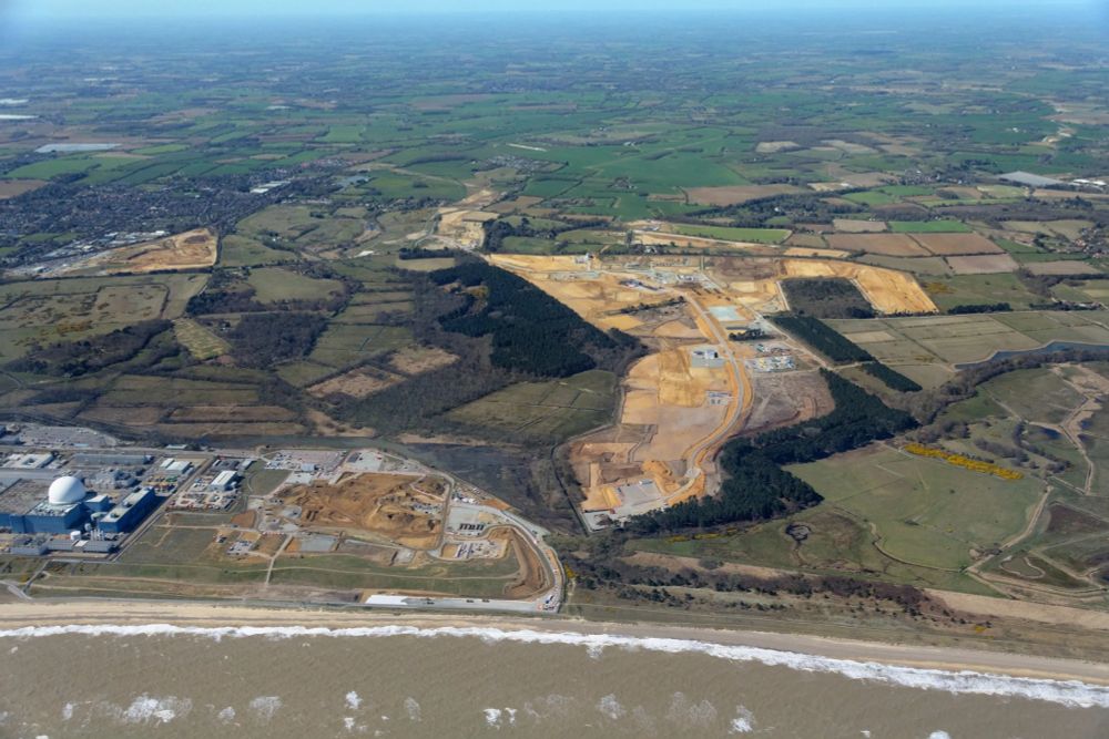 The huge area of land inland from the coast that has been cleared to accommodate building Sizewell C